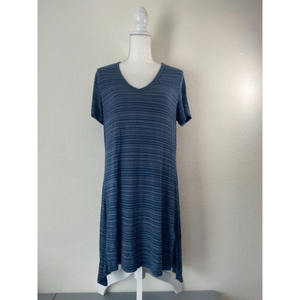 Soma women's small blue striped v-neck short sleeve night gown‎ pajama lounge